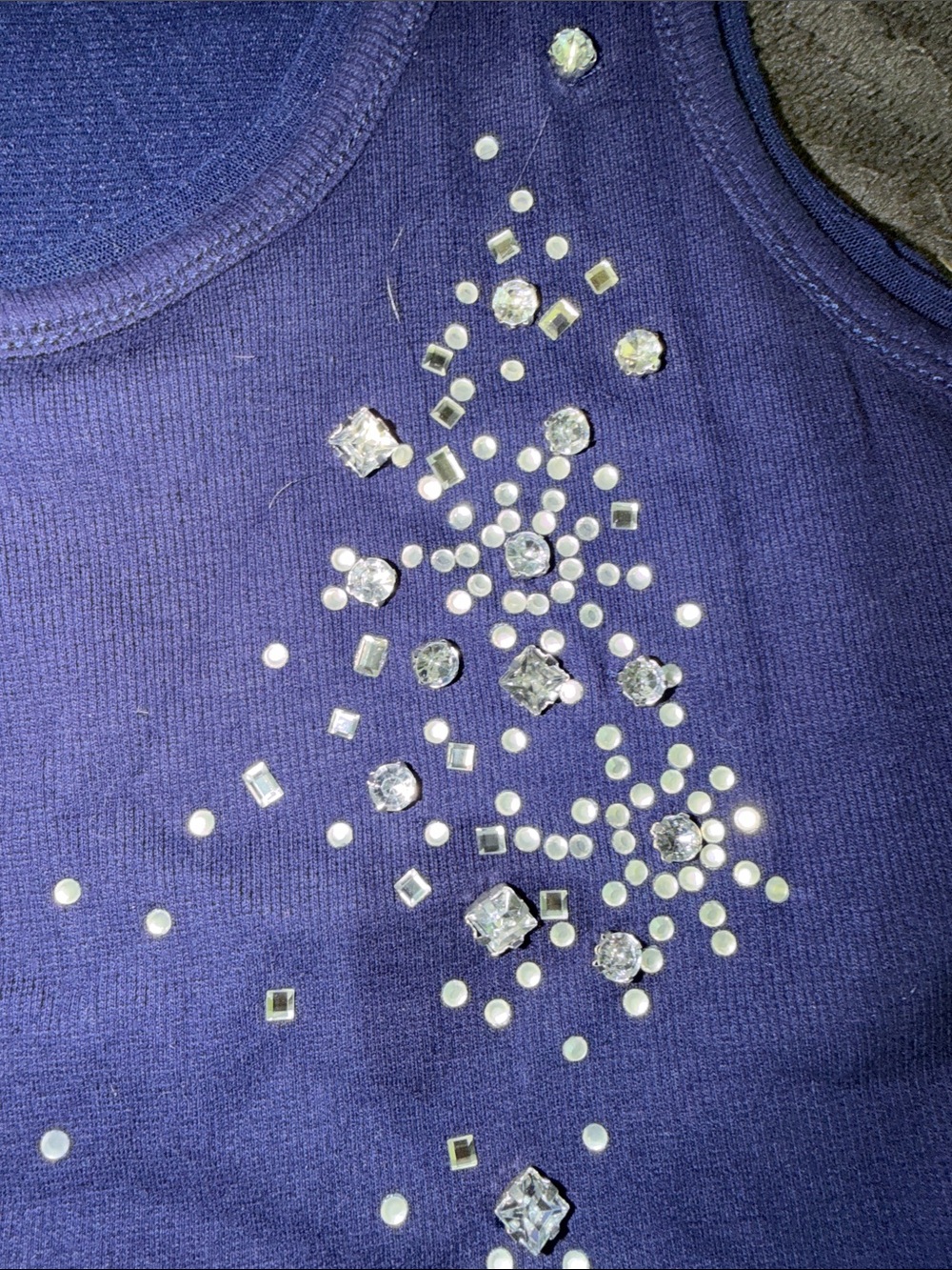 INC International Concepts Navy Embellished Tank Top - Picture 4 of 7